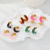 Wholesale Retro Exquisite Geometric Cshaped Electroplated Resin And Stainless Steel Earrings For Women
