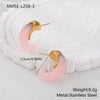 Wholesale Retro Exquisite Geometric Cshaped Electroplated Resin And Stainless Steel Earrings For Women