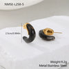 Wholesale Retro Exquisite Geometric Cshaped Electroplated Resin And Stainless Steel Earrings For Women