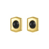 Wholesale Retro Fashion Geometric Hexagon Shield Stainless Steel 18K Plated Earrings For Women