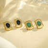 Wholesale Retro Fashion Geometric Hexagon Shield Stainless Steel 18K Plated Earrings For Women