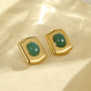 Wholesale Retro Fashion Geometric Hexagon Shield Stainless Steel 18K Plated Earrings For Women