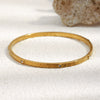 Wholesale Retro Fashion Geometric Stainless Steel 18K Gold Plated Hammer Texture Small Round Diamond Closed Bracelet Hand Jewelry