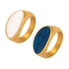 Wholesale Retro Fashion Geometric 316L Stainless Steel Goldplated Dripping Oil Ring For Women