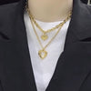 Wholesale Retro Fashion High End Simple Multi Layer Titanium Steel Chain With Hollow Heart Pendant And Electroplating Treatment
