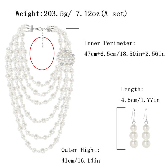 Wholesale Retro Fashion Necklace Alloy Imitation Pearl Geometric Pearlescent Bone Chain