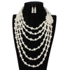 Wholesale Retro Fashion Necklace Alloy Imitation Pearl Geometric Pearlescent Bone Chain