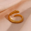 Wholesale Retro Fashion Open Snake Ring In Stainless Steel With Gold Plated Electroplating And White Diamond Eye Plaid Geometric Design For Women