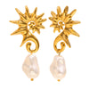 Wholesale Retro Fashion Seahorse Baroque Pearl Earrings Stainless Steel Electroplated 18K Gold