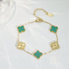 Wholesale Retro Floral Stainless Steel 18K Gold Plated Lucky Clover Bracelet For Men And Women