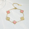 Wholesale Retro Floral Stainless Steel 18K Gold Plated Lucky Clover Bracelet For Men And Women
