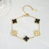 Wholesale Retro Floral Stainless Steel 18K Gold Plated Lucky Clover Bracelet For Men And Women