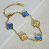 Wholesale Retro Floral Stainless Steel 18K Gold Plated Lucky Clover Bracelet For Men And Women