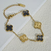 Wholesale Retro Floral Stainless Steel 18K Gold Plated Lucky Clover Bracelet For Men And Women