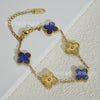 Wholesale Retro Floral Stainless Steel 18K Gold Plated Lucky Clover Bracelet For Men And Women