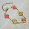 Wholesale Retro Floral Stainless Steel 18K Gold Plated Lucky Clover Bracelet For Men And Women