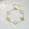 Wholesale Retro Floral Stainless Steel 18K Gold Plated Lucky Clover Bracelet For Men And Women