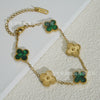 Wholesale Retro Floral Stainless Steel 18K Gold Plated Lucky Clover Bracelet For Men And Women