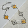 Wholesale Retro Floral Stainless Steel 18K Gold Plated Lucky Clover Bracelet For Men And Women