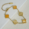Wholesale Retro Floral Stainless Steel 18K Gold Plated Lucky Clover Bracelet For Men And Women