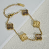 Wholesale Retro Floral Stainless Steel 18K Gold Plated Lucky Clover Bracelet For Men And Women