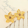 Wholesale Retro Flower Design 316L Stainless Steel Earrings Plated With Gold