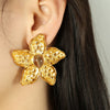 Wholesale Retro Flower Design 316L Stainless Steel Earrings Plated With Gold