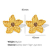Wholesale Retro Flower Design 316L Stainless Steel Earrings Plated With Gold