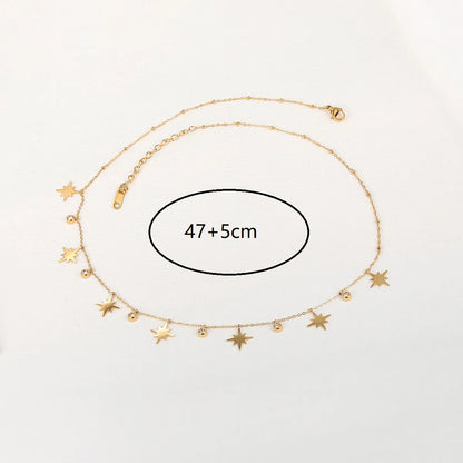 Wholesale Retro Four Leaf Clover Palm Moon Stainless Steel 18k Gold Plated Zircon Necklace