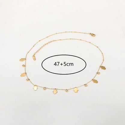 Wholesale Retro Four Leaf Clover Palm Moon Stainless Steel 18k Gold Plated Zircon Necklace