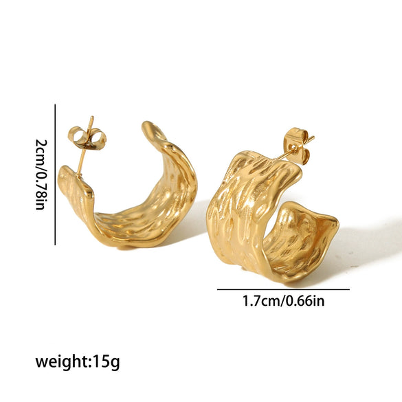 Wholesale Retro French Style Geometric Stainless Steel Electroplated Ctype Earrings For Women
