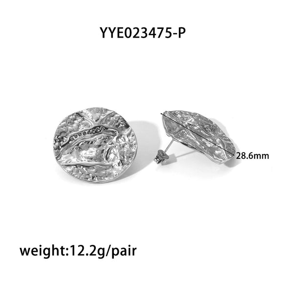 Wholesale Retro French Style Stainless Steel Earrings With Pleated Texture And Vacuum Real Gold Electroplating In Pvd Furnace Geometric Design For Women