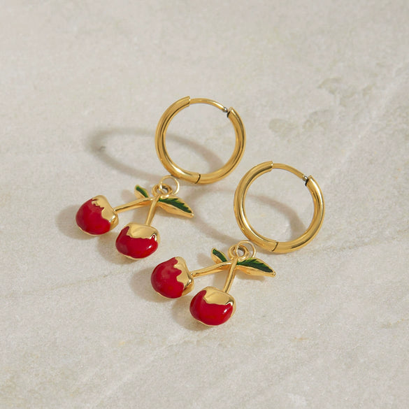 Wholesale Retro Fruit Shaped Stainless Steel Pendant Earrings For Women