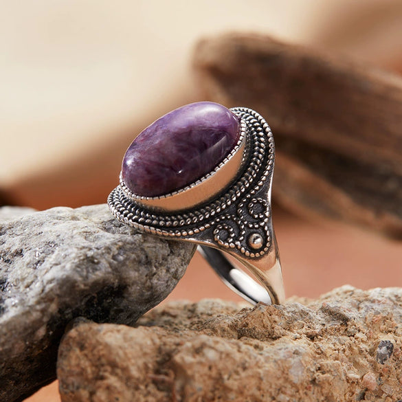 Wholesale Retro Gem Ring In Natural Color With Malachite And Tiger Eye S925 Sterling Silver Geometric Pattern Set With Gemstones For Women