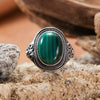 Wholesale Retro Gem Ring In Natural Color With Malachite And Tiger Eye S925 Sterling Silver Geometric Pattern Set With Gemstones For Women