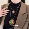 Wholesale Retro Geometric Alloy And Leather Clavicle Necklace With Electroplating