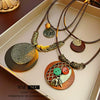 Wholesale Retro Geometric Alloy And Leather Clavicle Necklace With Electroplating