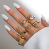 Wholesale Retro Geometric Alloy Ring Set With Precious Stones