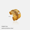 Wholesale Retro Geometric And Flower Patterned Stainless Steel Electroplated Adjustable Unisex Rings