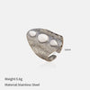 Wholesale Retro Geometric And Flower Patterned Stainless Steel Electroplated Adjustable Unisex Rings