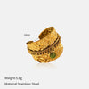Wholesale Retro Geometric And Flower Patterned Stainless Steel Electroplated Adjustable Unisex Rings
