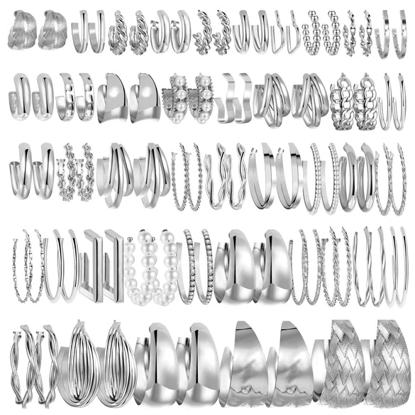 Wholesale Retro Geometric C Type Pearl Earrings With Electroplating