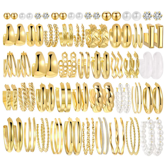 Wholesale Retro Geometric C Type Pearl Earrings With Electroplating