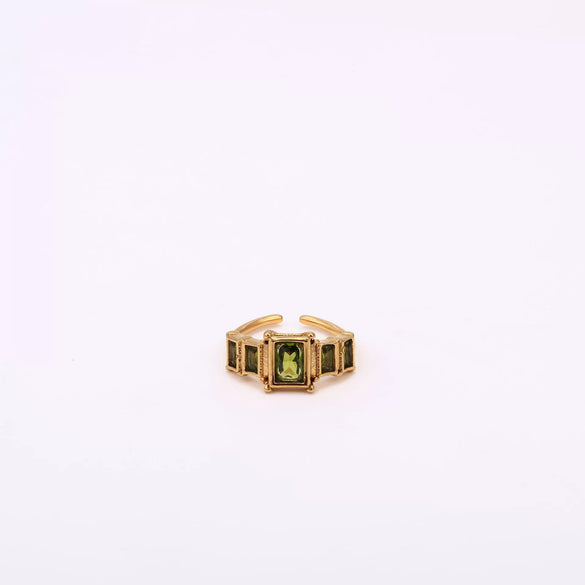 Wholesale Retro Geometric Colored Zircon December Birthstone Titanium Steel Electroplated Ring Unisex