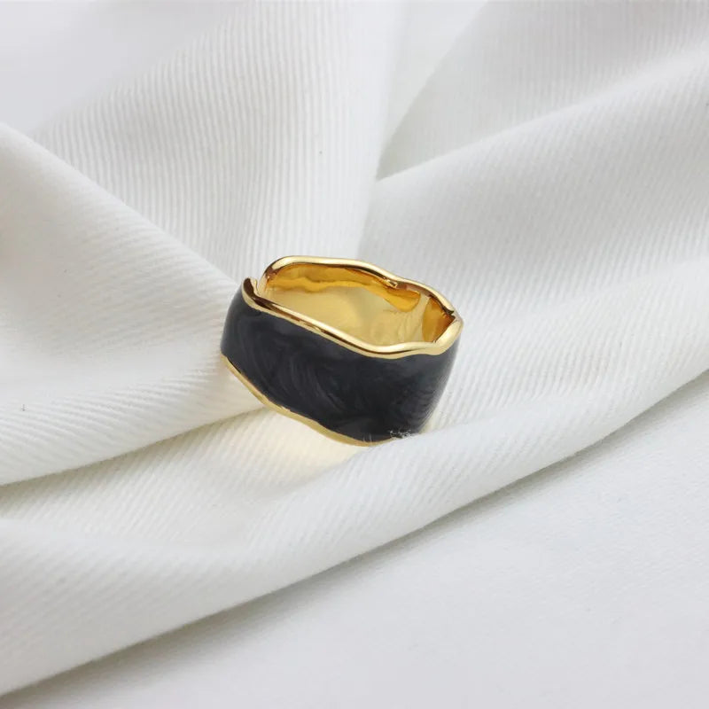 Wholesale Retro Geometric Copper Enamel Plating Open Rings