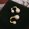 Wholesale Retro Geometric Copper Imitation Pearl Earrings Jewelry For Women With Electroplating Design