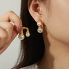 Wholesale Retro Geometric Copper Imitation Pearl Earrings Jewelry For Women With Electroplating Design