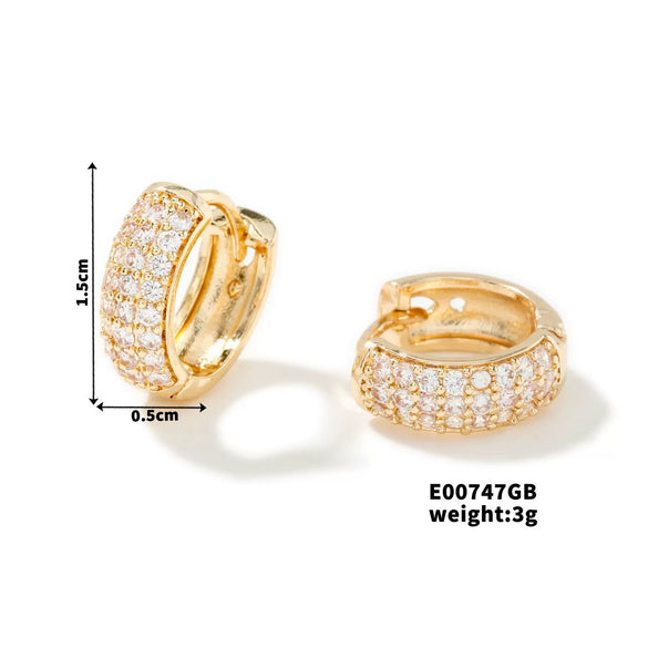 Wholesale Retro Geometric Cshaped Copper Inlaid Zircon Electroplated Women's Earrings