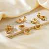 Wholesale Retro Geometric Cshaped Copper Inlaid Zircon Electroplated Women's Earrings