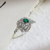 Wholesale Retro Geometric Cultivated Emerald S925 Sterling Silver Ring Set With Diamonds For Women